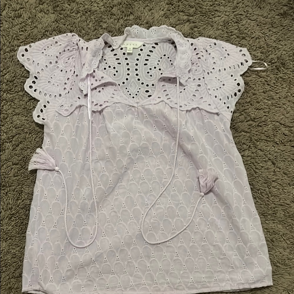 Adiva Lilac Eyelet Blouse